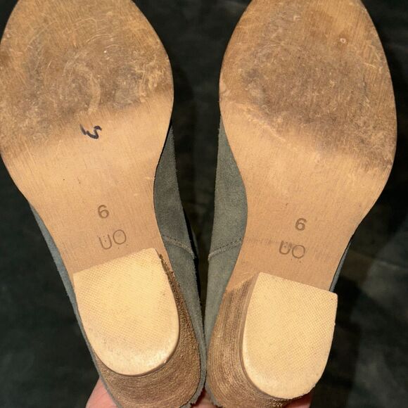 Urban Outfitters Women's Ankle Boots Sz 6 Moss Green Suede Block Heel Back Zip - Picture 6 of 8